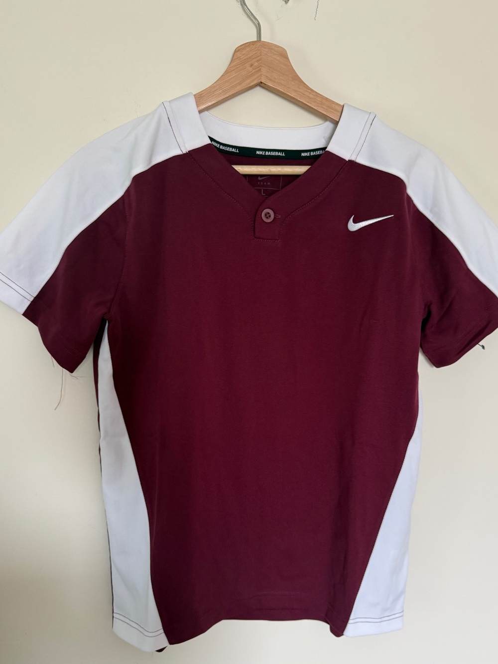 Nike Baseball Team Dri-FIT Jersey Boys Large Maroon White Youth Large